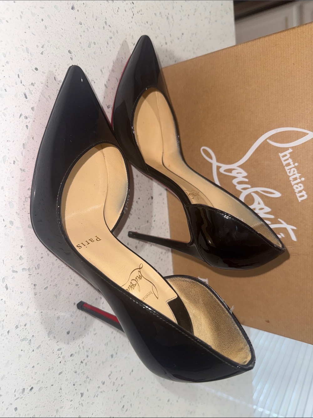 Christian Louboutin Black Patent Pointed Iriza Stilettos